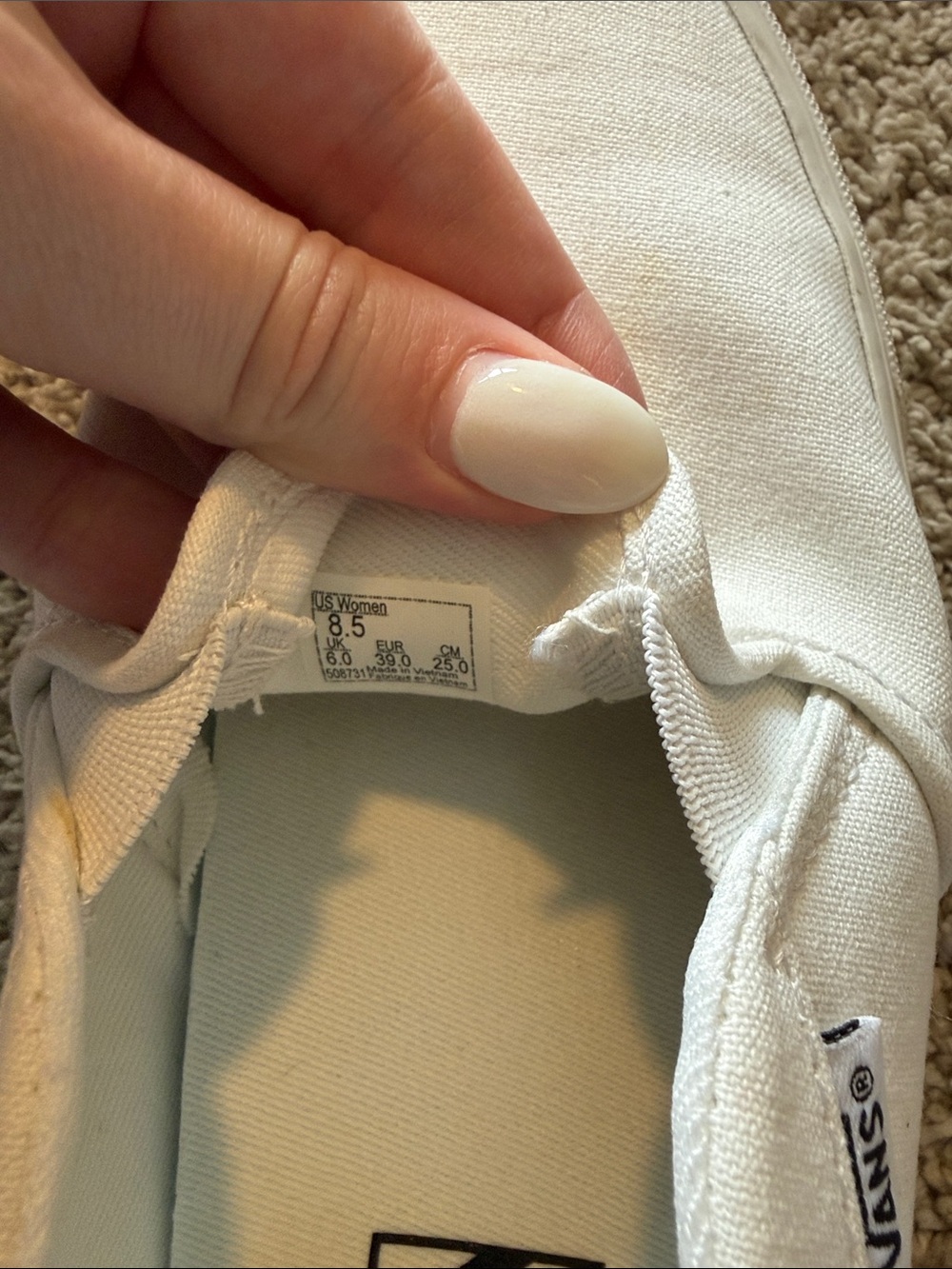 Vans White Canvas Slip-On Sneakers - Picture 3 of 4